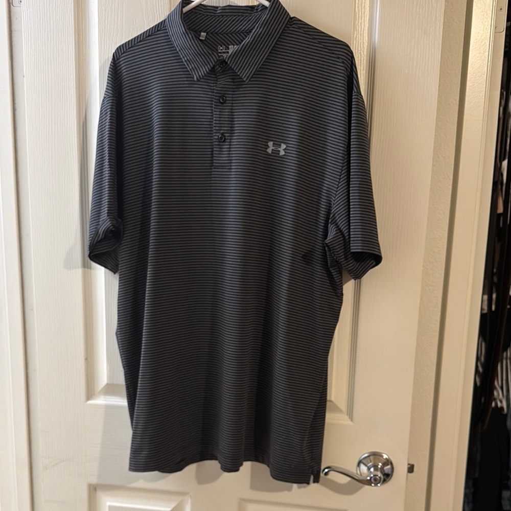 Under Armour Men's Black Striped Polo Shirt